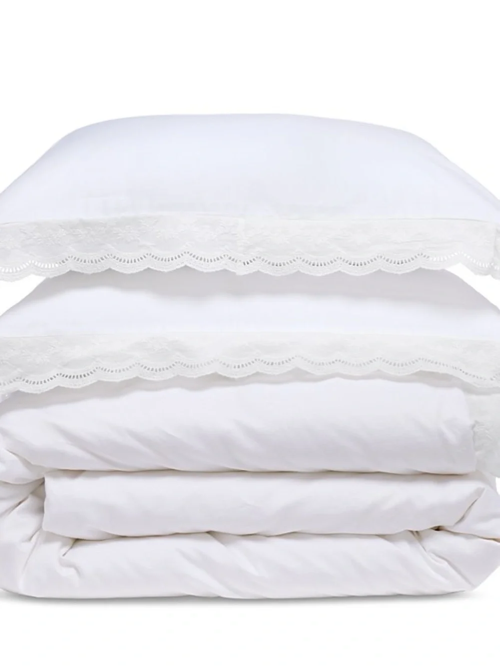 Aqua White Lace-Trim Duvet Cover Set b151s